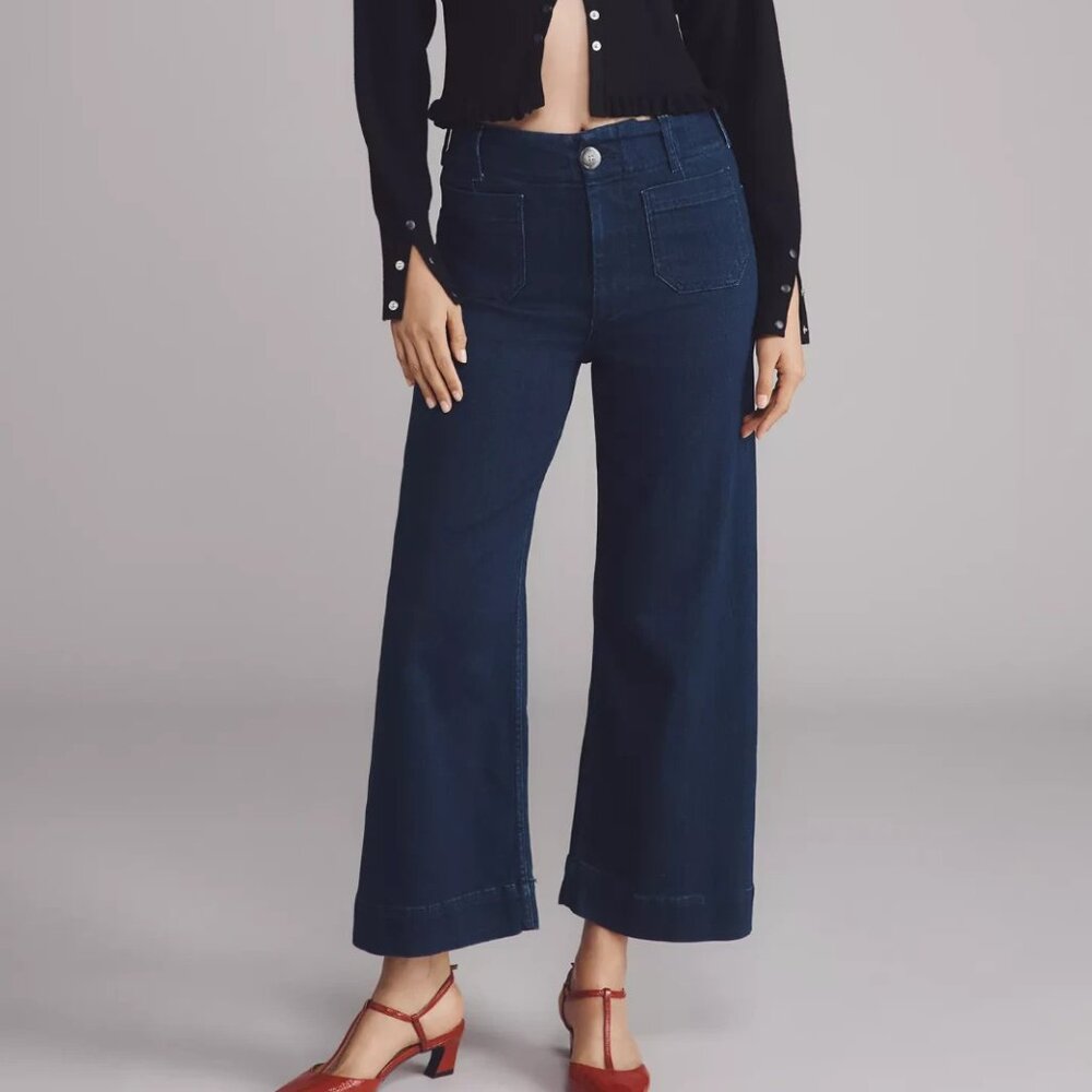 Anthropologie The Colette Crop High-Rise Wide-Leg Jeans by Maeve 26P 26 P NWT